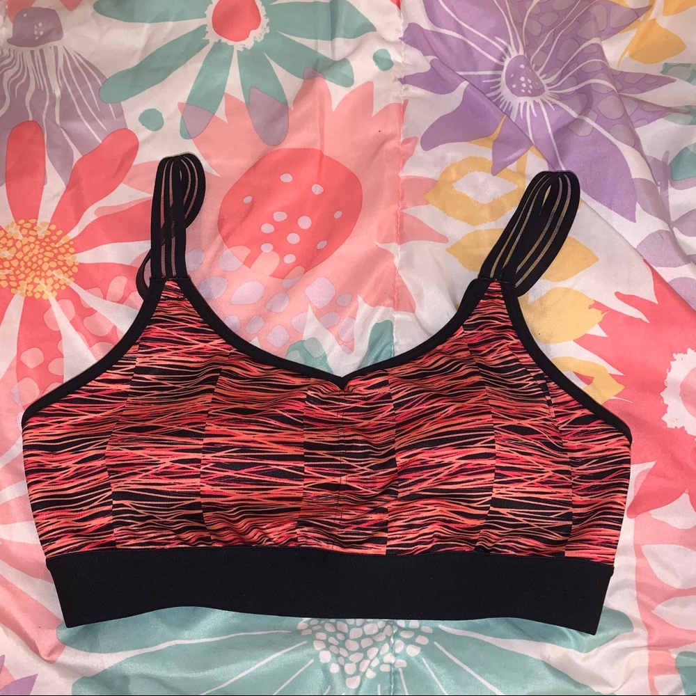 Champion red pink black sports bra